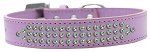 Three Row AB Crystal Dog Collar (Color/Size: Lavender Size 18)