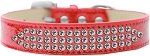 Three Row Clear Crystal Ice Cream Dog Collar (Color/Size: Red Size 18)