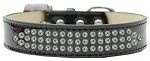 Three Row AB Crystal Ice Cream Dog Collar (Color/Size: Black Size 18)