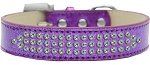 Three Row AB Crystal Ice Cream Dog Collar (Color/Size: Purple Size 18)