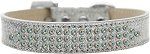 Three Row AB Crystal Ice Cream Dog Collar (Color/Size: Silver Size 18)