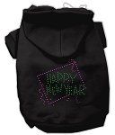 Happy New Year Rhinestone Hoodies (Color/Size: Black M)