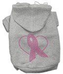 Pink Ribbon Rhinestone Hoodies (Color/Size: Grey M)