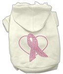 Pink Ribbon Rhinestone Hoodies (Color/Size: Cream L)