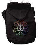 Rhinestone Rainbow Flower Peace Sign Hoodie (Color/Size: Black L)