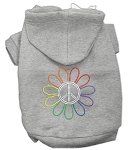 Rhinestone Rainbow Flower Peace Sign Hoodie (Color/Size: Grey L)