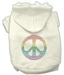 Rhinestone Rainbow Peace Sign Hoodies (Color/Size: Cream L)