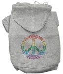 Rhinestone Rainbow Peace Sign Hoodies (Color/Size: Grey L)
