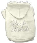 Rich Bitch Rhinestone Hoodies (Color/Size: Cream L)