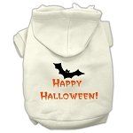 Happy Halloween Screen Print Pet Hoodies (Color/Size: Cream Size M)