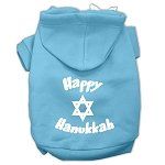 Happy Hanukkah Screen Print Pet Hoodies (Color/Size: Baby Blue Size Med)