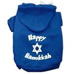 Happy Hanukkah Screen Print Pet Hoodies (Color/Size: Blue Size Med)