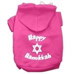 Happy Hanukkah Screen Print Pet Hoodies (Color/Size: Bright Pink Size Lg)