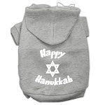 Happy Hanukkah Screen Print Pet Hoodies (Color/Size: Grey Size Lg)