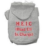 Head Elf In Charge Screen Print Pet Hoodies (Color/Size: Grey Size Med)