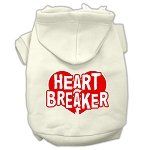 Heart Breaker Screen Print Pet Hoodies (Color/Size: Cream Size Med)