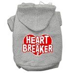 Heart Breaker Screen Print Pet Hoodies (Color/Size: Grey Size Lg)