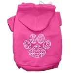 Henna Paw Screen Print Pet Hoodies (Color/Size: Bright Pink Size Med)