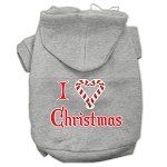 I Heart Christmas Screen Print Pet Hoodies (Color/Size: Grey Size Med)