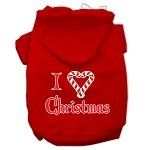 I Heart Christmas Screen Print Pet Hoodies (Color/Size: Red Size Lg)