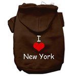 I Love New York Screen Print Pet Hoodies (Color/Size: Brown Size Lg)