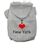 I Love New York Screen Print Pet Hoodies (Color/Size: Grey Size Lg)