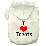 I Love Treats Screen Print Pet Hoodies (Color/Size: Cream Size Lg)