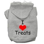 I Love Treats Screen Print Pet Hoodies (Color/Size: Grey Size Lg)