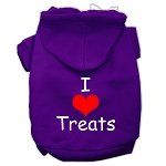 I Love Treats Screen Print Pet Hoodies (Color/Size: Purple Size Lg)