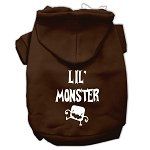 Lil Monster Screen Print Pet Hoodies (Color/Size: Brown Size Lg)