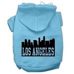 Los Angeles Skyline Screen Print Pet Hoodies (Color/Size: Baby Blue Size Med)
