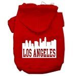 Los Angeles Skyline Screen Print Pet Hoodies (Color/Size: Red Size Lg)