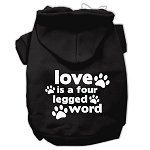 Love is a Four Leg Word Screen Print Pet Hoodies (Color/Size: Black Size Lg)