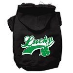 Lucky Swoosh Screen Print Pet Hoodies (Color/Size: Black Size Med)