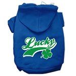 Lucky Swoosh Screen Print Pet Hoodies (Color/Size: Blue Size Med)