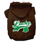 Lucky Swoosh Screen Print Pet Hoodies (Color/Size: Brown Size Med)