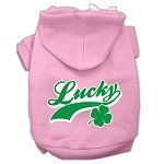 Lucky Swoosh Screen Print Pet Hoodies (Color/Size: Light Pink Size Med)