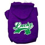 Lucky Swoosh Screen Print Pet Hoodies (Color/Size: Purple Size Med)
