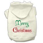 Merry Christmas Screen Print Pet Hoodies (Color/Size: Cream Size Lg)