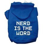 Nerd is the Word Screen Print Pet Hoodies (Color/Size: Blue Size L)