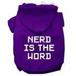 Nerd is the Word Screen Print Pet Hoodies (Color/Size: Purple Size M)