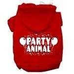 Party Animal Screen Print Pet Hoodies (Color/Size: Red Size Med)