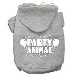 Party Animal Screen Print Pet Hoodies (Color/Size: Grey Size Lg)