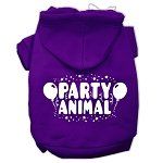 Party Animal Screen Print Pet Hoodies (Color/Size: Purple Size Lg)