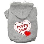 Puppy Love Screen Print Pet Hoodies (Color/Size: Grey Size Lg)