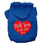Ruff Love Screen Print Pet Hoodies (Color/Size: Blue Size Lg)