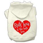 Ruff Love Screen Print Pet Hoodies (Color/Size: Cream Size Lg)