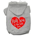 Ruff Love Screen Print Pet Hoodies (Color/Size: Grey Size Lg)