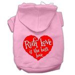 Ruff Love Screen Print Pet Hoodies (Color/Size: Light Pink Size Lg)