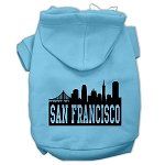 San Francisco Skyline Screen Print Pet Hoodies (Color/Size: Baby Blue Size Med)